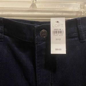 NWT LOFT Navy Corduroy Skinny Pants